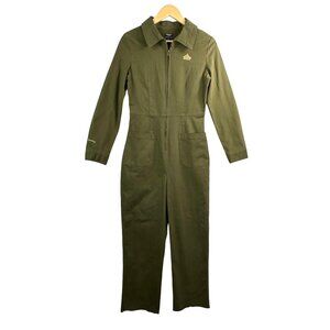 Sport of Kings straight leg olive zip up canvas‎ jumpsuit 90s retro sz S